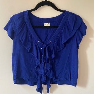 Loose fit tie front crop top NWT